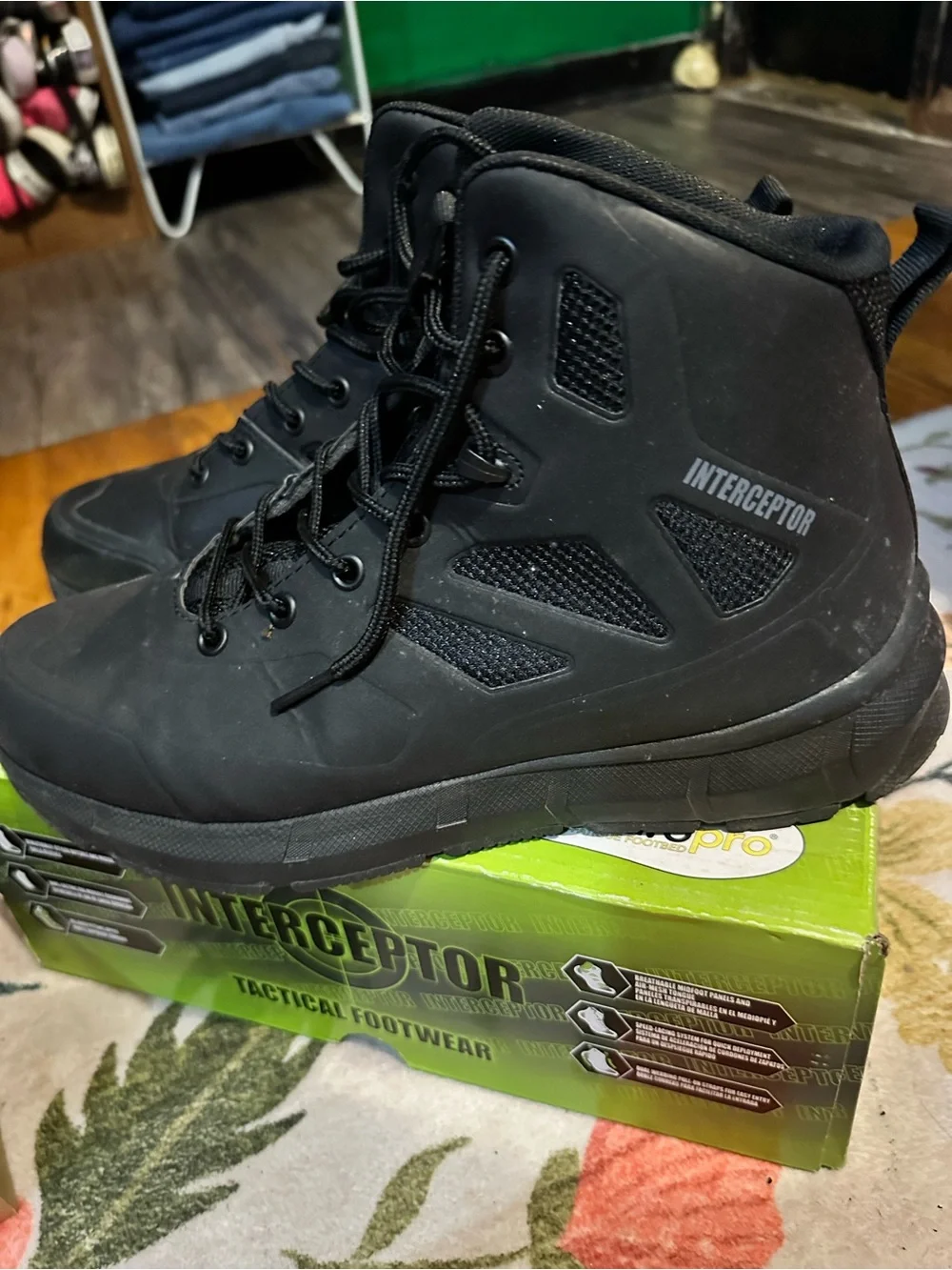 Interceptor Men's Black Lace-Up Tactical Boots